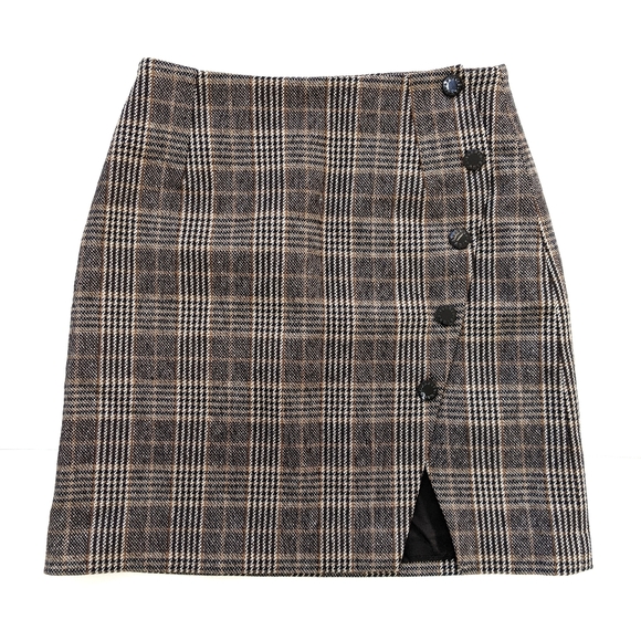 NWT Sandro Nona Brown Plaid Button Skirt Size 2 flawed - Picture 3 of 8